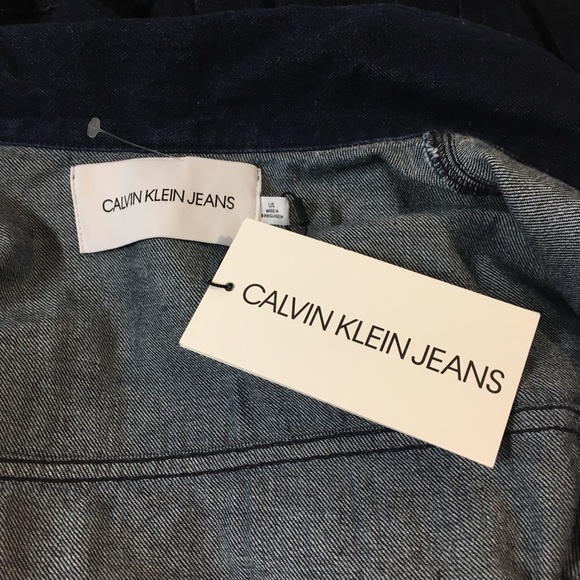 New! Calvin Klein Jean Dark Denim Jacket - Picture 6 of 10